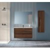 Adema Prime Essential Ensemble de meuble - 100x55x46cm - 1 vasque ovale Blanc - 1 trou de robinet - 2 tiroirs - avec miroir rectangulaire - Noyer SW925111