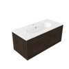 Saniclass Holz Frame Ensemble meuble de salle de bains - 100x45x53.9cm - Vasque en céramique Chaci blanche - 1 vasque - 1 trou de robinet - 1 tiroir - chêne charcoal mat (bois) SW1478816