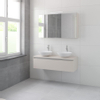 Bruynzeel Giro badmeubelset 49x120x46cm 2 wasbakken 1 lade met spiegelkast met softclose composite kasjmier grijs SW384218 Bruynzeel Giro badmeubelset 49x120x46cm 2 wasbakken 1 lade met spiegelkast met softclose composite kasjmier grijs SW384218