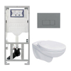 Adema Classico Toiletset - inbouwreservoir -toiletpot -basic toiletzitting - bedieningsplaat rechthoekige knoppen licht grijs- wit SW1164323