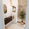 Mondiaz JOYA-DLUX 101.6cm toiletmeubel - ronding rechts kleur Walnut - Wastafel FAYE positie Links Zonder kraangat kleur Lava. SW1422474
