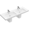 Villeroy & Boch Subway 2.0 meubelwastafel dubbel 130x47cm 2 kraangaten met overloop ceramic+ wit 1024041 Villeroy & Boch Subway 2.0 meubelwastafel dubbel 130x47cm 2 kraangaten met overloop ceramic+ wit 1024041