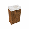 Saniclass Holz Atelier Ensemble de meuble de toilette - 40x60.5cm - 1 porte - lave-mains pierre naturelle marbre - trou de robinet à droite - walnut pure SW1577771