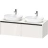 Duravit Ketho.2 Wastafelonderbouwkast - inclusief consoleplaat - met 2 laden - voor dubbele waskommen - 140x55x45.9cm - met handgrepen antraciet - hoogglans wit SW772330