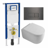 QeramiQ Dely Swirl Pack WC - 36.3x51.7cm - à fond creux - sans bride - réservoir encastré Geberit UP720 Duofix Sigma - assise 35mm - plaque de déclenchement gunmetal - boutons ronds - blanc mat SW1413912