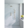 Fortifura Nebbio Regendoucheset - inbouwkraan - inbouwdeel - glijstang - doucheslang glad - staafhanddouche - 35cm wandarm - 30cm ronde hoofddouche - PVD - geborsteld messing (goud) SW1237523