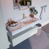Mondiaz ALAN-DLUX Ensemble de meuble - 110cm - meuble Clay mat - 1 tiroir - Lavabo Cloud Glace suspendu - vasque Droite - 1 trou de robinet SW805998