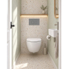 Pack WC QeramiQ Dely Swirl Compact - réservoir encastrable Geberit UP320 - avec bâti-support Burda - abattant slim - plaque de commande en plastique gris clair - boutons ronds - blanc mat SW1595647