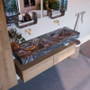 Mondiaz ALAN-DLUX Ensemble de meuble - 150cm - meuble Washed Oak mat - 2 tiroirs - Lavabo Cloud Lava suspendu - vasque Gauche et droite - 0 trous de robinet SW808837