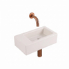 QeramiQ Fuente Fontein - 38x18.5x9cm - keramiek - zonder fonteinkraangat - fonteinkraan geborsteld koper - verlaagd sifon - afvoerplug - linnen SW1582118