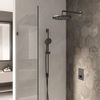 Hotbath Cobber IBS23 Ensemble de douche de pluie encastré - bras de douche mural 35 cm - pomme de douche ronde 20 cm - douchette à main 3 jets - barre de douche - nickel brossé SW299083