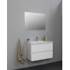 Basic Bella Meuble salle de bains avec lavabo céramique Blanc 80x55x46cm 1 trou de robinet avec miroir et éclairage Blanc brillant SW491785