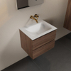 Mondiaz Aivy badmeubelset - 60x45x50cm - 0 kraangaten - 1 wasbak talc Solid surface - Midden - 2 lades - Zonder spiegel - Melamine Mocha SW892190