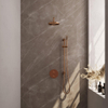 BRAUER Copper Edition thermostatische Inbouw Regendouche - 3-weg - rond - set 87 - 20cm hoofddouche - gebogen muurarm - staaf handdouche - doucheslang - geïntegreerde glijstang - koper geborsteld PVD SW1159050