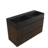 Saniclass Holz Atelier Badkamermeubelset - 120x45x72cm - Legend keramische wastafel mat zwart - 2 wasbakken - 2 kraangaten - 2 lades - mat eiken charcoal (hout) SW1579643
