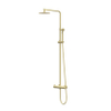 IVY Pact Ensemble douche pluie - mural - pomme de douche medium 25 cm - douchette stick - Or mat brossé PVD SW1034831