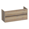 Saniclass Nexxt wastafelonderkast 120x46x55cm 2 softclose greeploze lades met 2 sifonuitsparingen Hout Vintage oak SW392971 Saniclass Nexxt wastafelonderkast 120x46x55cm 2 softclose greeploze lades met 2 sifonuitsparingen Hout Vintage oak SW392971