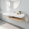 MONDIAZ ALAN 150cm - Badkamermeubelset - planchet - washed oak - vrijhangende wastafel - wasbak midden - 1 kraangat - talc SW408785