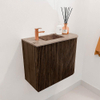 Mondiaz JOYA-DLUX 51.6cm toiletmeubel - ronding rechts kleur Walnut - Wastafel FAYE positie Links 1 kraangat kleur Arena. SW1424354