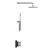 Hotbath Archie IBS30A Ensemble de douche encastré - complet - thermostatique - 2 fonctions - inverseur - bras de douche mural 40 cm - douche de tête ronde 30 cm - douchette barre - inox SW299178