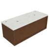 Saniclass Holz Frame Badkamermeubelset - 120x45x43cm - Dia marmeren wastafelblad gepolijst (wit) - 2 kraangaten - 1 lade - mat walnut pure (hout) SW1478377