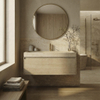 Forzalaqua Ibiza Ensemble meuble de salle de bains - 100x50x50cm - 1 tiroir - lavabo en travertin - 1 trou de robinet - jeu de supports - bouchen de vidage - smoke SW1476841