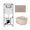 QeramiQ Dely Swirl Toiletset - 36.3x51.7cm - Geberit UP320 inbouwreservoir - met Burda frame - 35mm zitting - bedieningsplaat taupe - rechthoekige knoppen - mat beige SW1164232