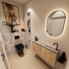 MONDIAZ TURE-DLUX Meuble toilette - 100cm - Washed Oak - EDEN - vasque Glace - position droite - 1 trou de robinet SW1103626