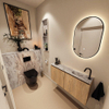 MONDIAZ TURE-DLUX meuble WC 100 cm Washed Oak. EDEN lavabo Glace position droite. Avec 1 trou de robinet. SW1103626