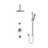 Hotbath Cobber IBS20 Ensemble de douche de pluie encastré - bras de plafond 15 cm - douche de tête ronde 30 cm - douchette 3 jets - barre de douche - nickel brossé SW440645