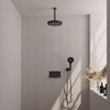 BRAUER Stripe Douche de tête thermostatique encastrée - boutons-poussoirs - SET 30 - pomme de douche 25cm - bras plafond - douchette 3 positions - flexible de douche - coude mural - noir mat SW1435157