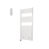 Sanicare HVS Elektrische Radiator - 111.8x60cm - 730W - met afstandsbediening - thermostaat - chroom - linksonder - wit SW1210793