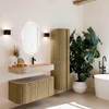 MONDIAZ THOR-DLUX 100cm meuble de salle de bains arrondi gauche + droite couleur Dusk avec 1 tiroir et 2 portes. Vasque suspendue CLOUD Droite 1 trou de robinet couleur Saba. SW1467565