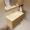 Mondiaz VICA-DLUX Ensemble de meuble de salle de bain - 90cm - meuble sous-vasque oro - 2 tiroirs - lavabo encastré cloud milieu - 1 trou de robinet - version haute 60cm - ostra SW1085594