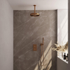BRAUER Stripe Douche de pluie thermostatique encastrée - 3 voies - rectangulaire - SET 15 - pomme de douche 25cm - bras de plafond - douchette à main barre - flexible de douche - coude mural - cuivre brossé PVD SW1434927