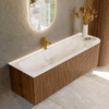 MONDIAZ KURVE-DLUX 145cm Meuble salle de bain avec module 25 D - couleur Walnut - 1 tiroir - 1 porte - vasque BIG LARGE gauche - 1 trou de robinet - couleur Frappe SW1137495