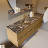 Mondiaz VICA-DLUX Ensemble de meuble de salle de bain - 150cm - meuble sous-vasque oro - 2 tiroirs - lavabo encastrée cloud milieu - 1 trou de robinet - version haute de 60cm - lave SW1086887