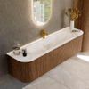 MONDIAZ KURVE-DLUX 170cm Meuble salle de bain avec module 25 G et D - couleur Walnut - 1 tiroir - 2 portes - vasque BIG LARGE centre - 1 trou de robinet - couleur Frappe SW1137452