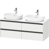 Duravit Ketho.2 Wastafelonderbouwkast - inclusief consoleplaat - met 4 laden - voor dubbele waskommen - 140x55x56.8cm - met handgrepen antraciet - wit mat SW772887