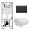 Adema Classico toiletset bestaande uit inbouwreservoir en toiletpot, basic toiletzitting en bedieningsplaat zwart SW794522