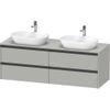 Duravit Ketho 2 meuble sous-lavabo avec plan console avec 4 tiroirs pour vasques à poser doubles 160x55x56.8cm avec poignées anthracite gris béton mat SW772254