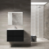 Saniclass Prime Blend Ensemble meuble de salle de bains - 80x55x46cm - 1 vasque rectangulaire en céramique blanche - 1 trou de robinet - 2 tiroirs - miroir rectangulaire - bleu marine mat SW917100