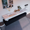 Mondiaz ALAN-DLUX Ensemble de meuble - 200cm - meuble Urban mat - 2 tiroirs - Lavabo Cloud Glace suspendu - vasque Gauche - 0 trous de robinet SW805478