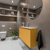 MONDIAZ TURE Toiletmeubel 100x23x50cm met 1 kraangaten 2 deuren ocher mat Wastafel Eden midden Solid Surface Wit SW475060