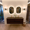 Mondiaz CIRO-DLUX Badkamermeubelset - 150x45x50cm - Solid surface wastafel Lava - 2 wasbak Dubbel - 2 kraangaten - 4 lades - Walnut SW1530184