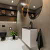 MONDIAZ TURE Toiletmeubel 60x23x50cm met 1 kraangaten 2 deuren linen mat Wastafel Eden midden Solid Surface Zwart SW475410
