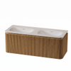 Royal Plaza Terra Edge Ensemble meuble de salle de bains - 120x44.7x46cm - vasque en solid surface blanc mat - 2 vasques - sans trous de robinet - 2 tiroirs - sandwood (chêne clair) SW1471918