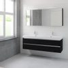 Bruynzeel Palitano badmeubelset 56.5x160x46cm 2 kraangaten 2 wasbakken 4 lades met spiegelkast met softclose zwart eiken SW384717 Bruynzeel Palitano badmeubelset 56.5x160x46cm 2 kraangaten 2 wasbakken 4 lades met spiegelkast met softclose zwart eiken SW384717