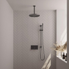 BRAUER gunmetal Edition Thermostatische Regendouche inbouw - drukknoppen - SET 66 - 30cm hoofddouche - plafondarm - staaf handdouche - doucheslang - geïntegreerde glijstang - gunmetal geborsteld PVD SW925729