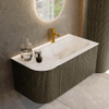 Mondiaz KURVE-DLUX Ensemble de meuble de salle de bains - 95x46x40cm - 1 tiroir - 1 porte - vasque solid surface - droite - 1 trou de robinet - Shadow SW1414336